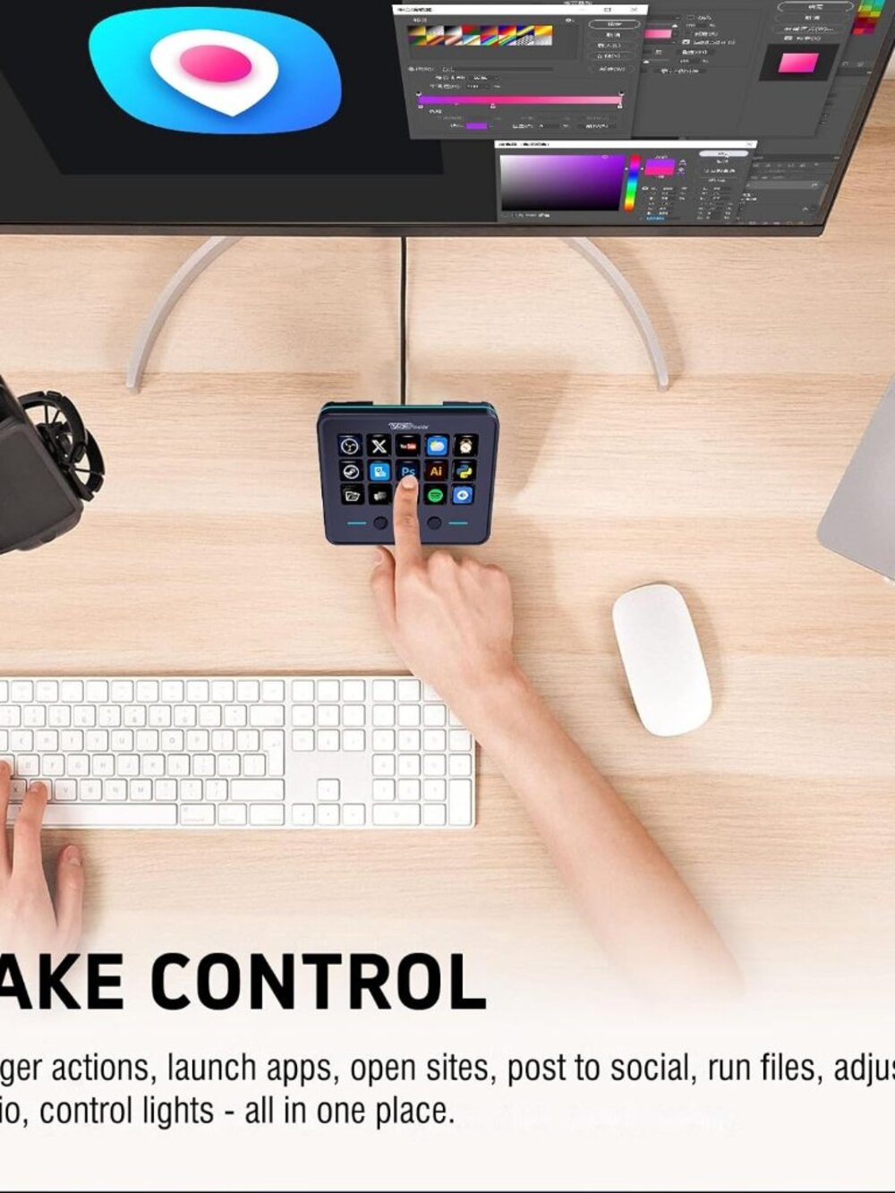 Macro Keypad, Stream Controller Deck Gaming Streaming Shortcut Keyboard, 18 Prog - Picture 5 of 9